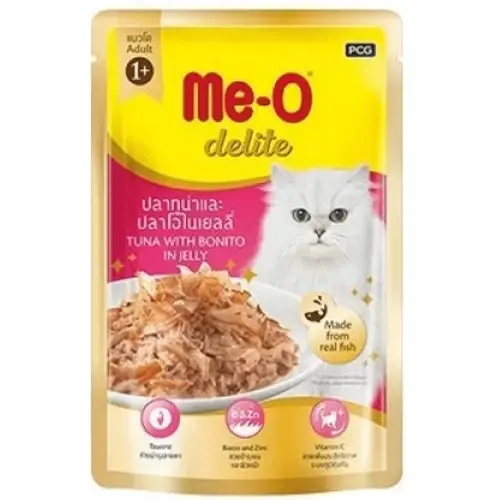 Me-O Delight Tuna with Bonito Adult Cat Jelly Food in Gravy