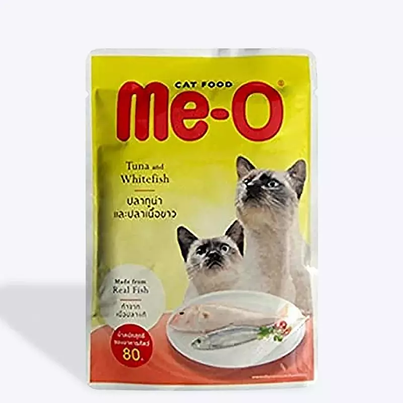 Me-O Tuna with White Fish Adult Cat Food in Gravy