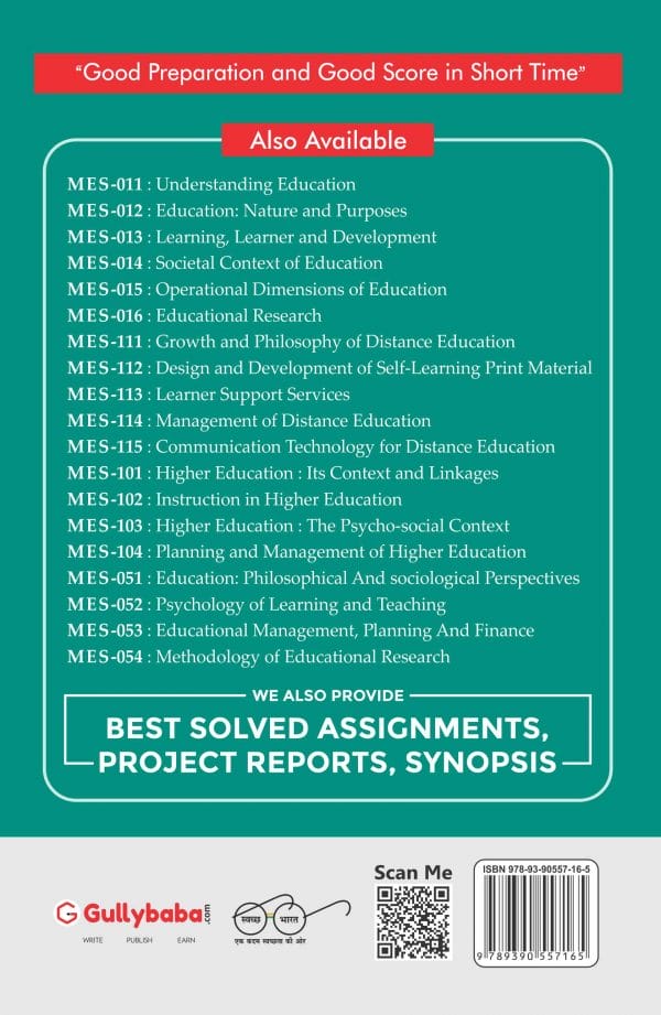 IGNOU MES-102 - Instruction in Higher Education, Latest Help Book Edition