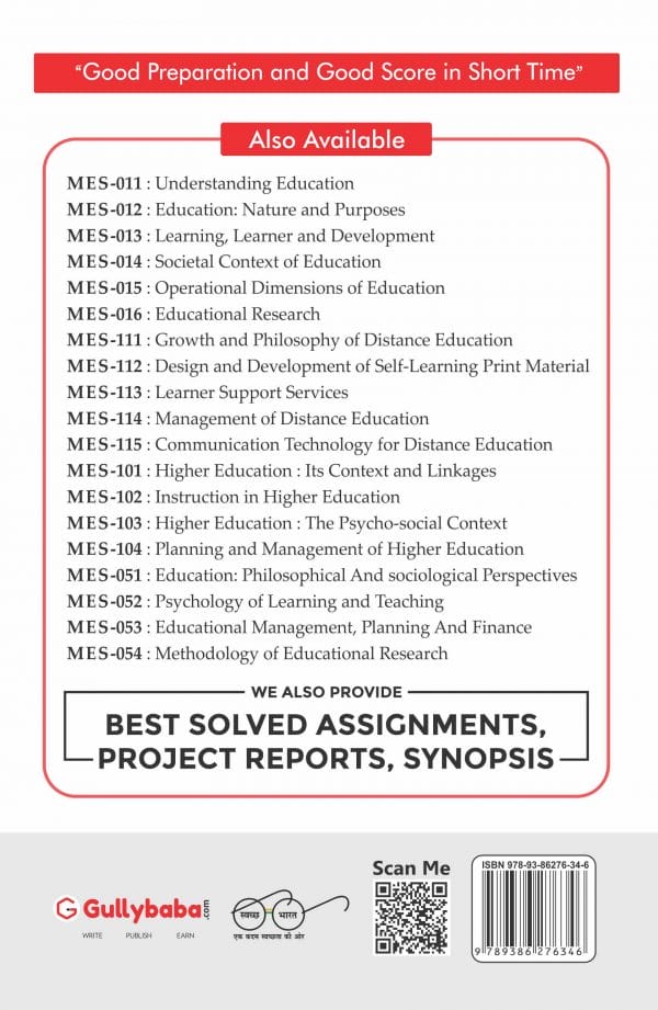 IGNOU MES-103 - Higher Education: The Psycho-social Context, Latest Help Book Edition