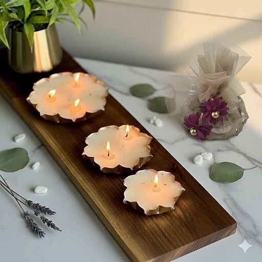METAL LOTUS 3 CANDLES