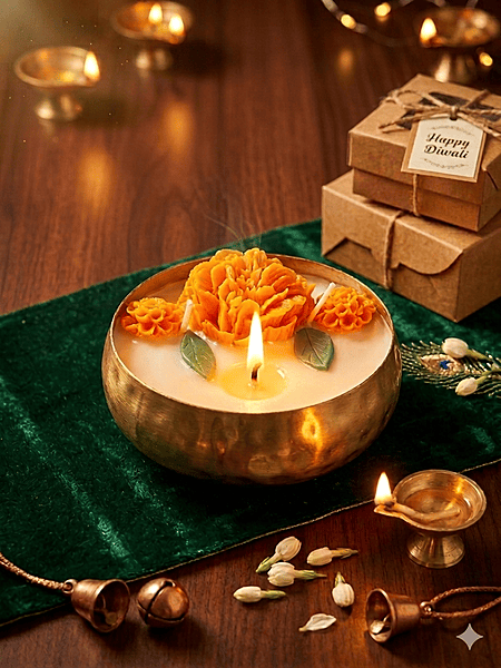 METAL URLI MARIGOLD CANDLE