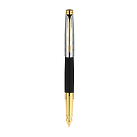 PARKER ASTER DILUXE BLACK & CHROME GOLD TRIM FOUNTAIN PEN
