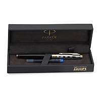 PARKER ASTER DILUXE BLACK & CHROME GOLD TRIM FOUNTAIN PEN
