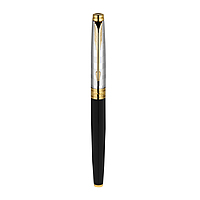 PARKER ASTER DILUXE BLACK & CHROME GOLD TRIM ROLLER PEN