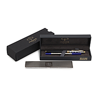 PARKER ASTER DILUXE BLACK & CHROME GOLD TRIM ROLLER PEN