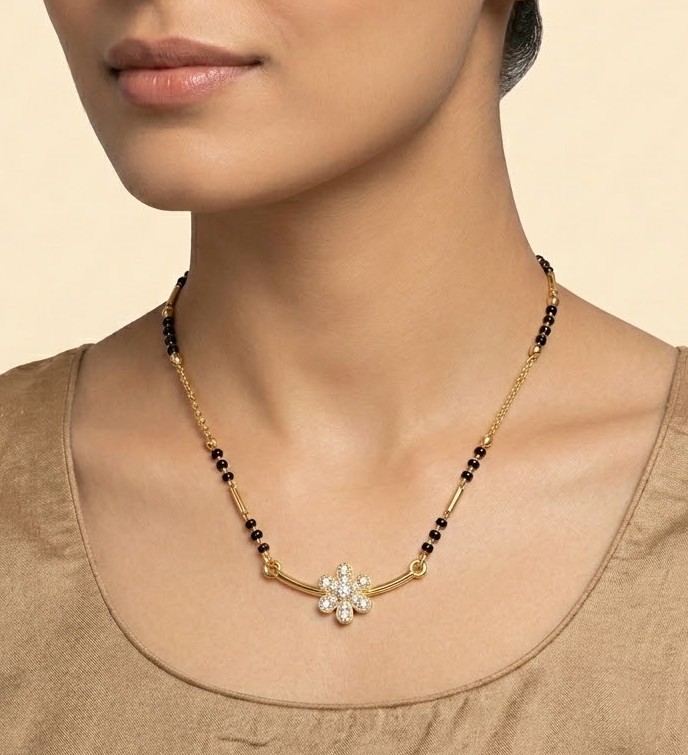 Florium™ Bridal Black Bead Mangalsutra [MGSS-02]