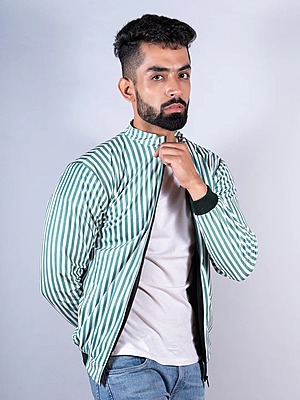 Green Striped Velvet Jacket