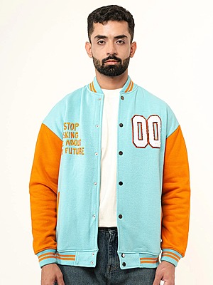 Sky Blue Baseball Varsity Jacket