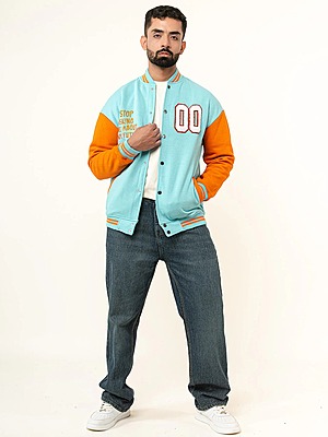 Sky Blue Baseball Varsity Jacket