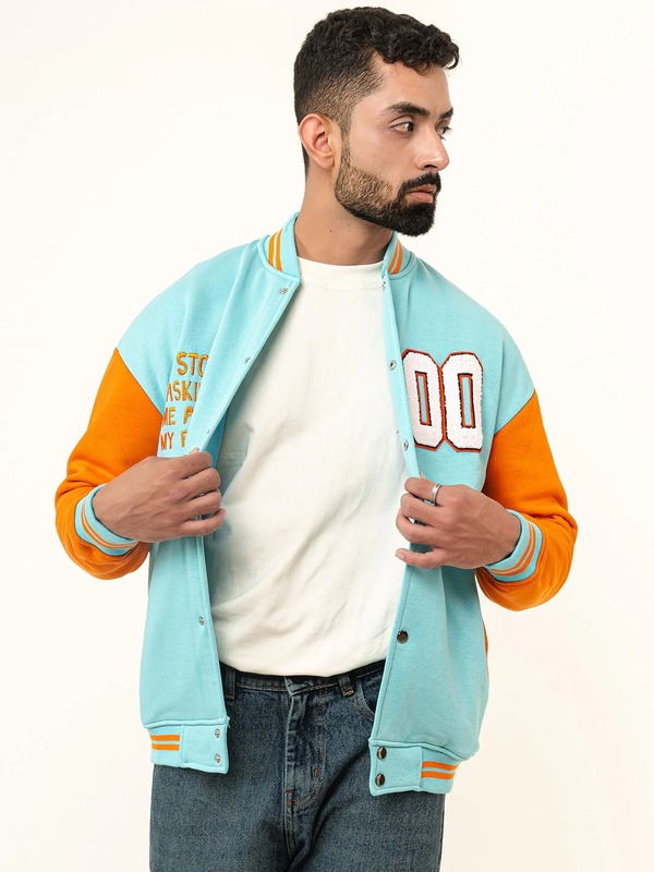 Sky Blue Baseball Varsity Jacket