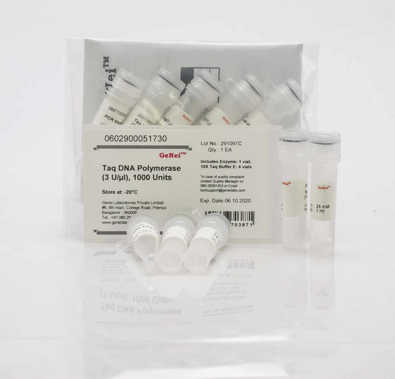 Taq DNA Polymerase (3 U/μl) (Includes Enzyme: 1 vial; 10X Taq Buffer E containing TritonX-100 and 15 mM MgCl2: 4 vials), 1000Units GeNei