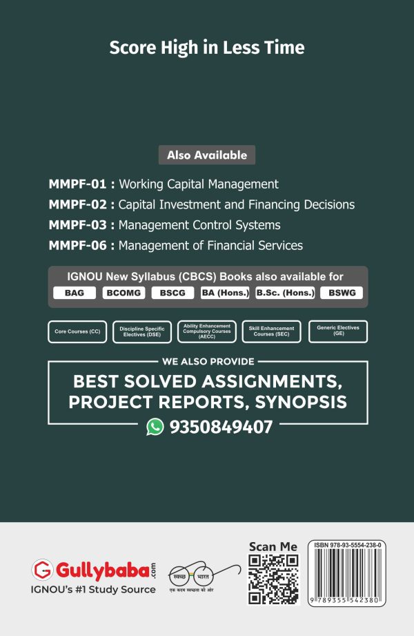 IGNOU MMPF-01 - Working Capital Management , Latest Help Book Edition