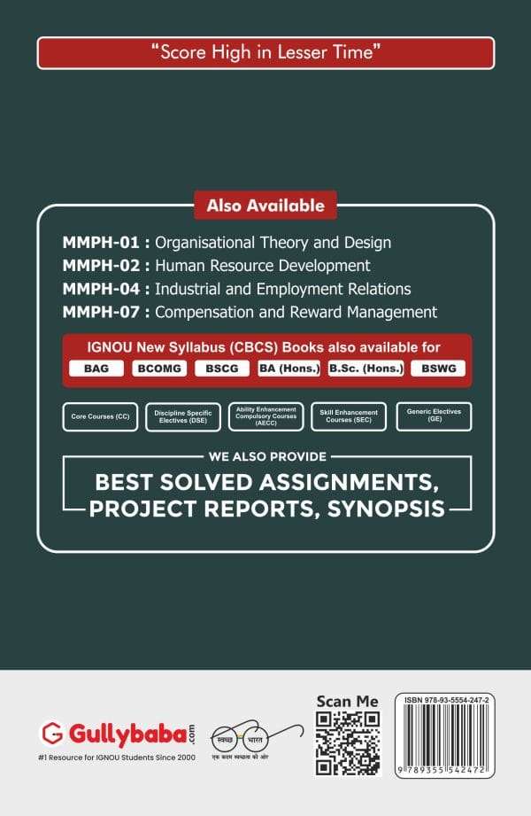IGNOU MMPH-01 - Organizational Theory and Design, Latest Help Book Edition