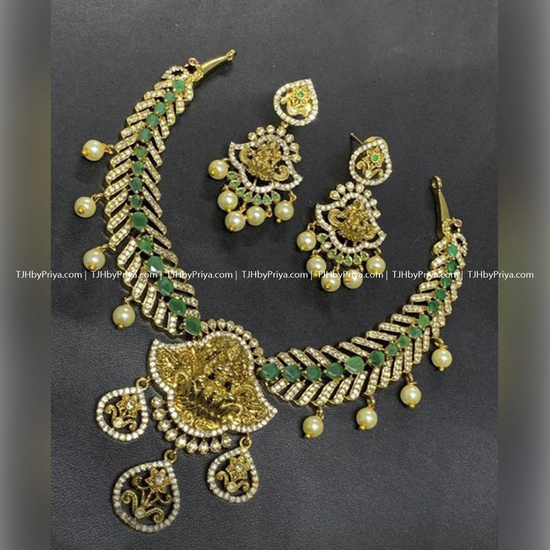 Lakshmi Necklace With Stones Premium Quality