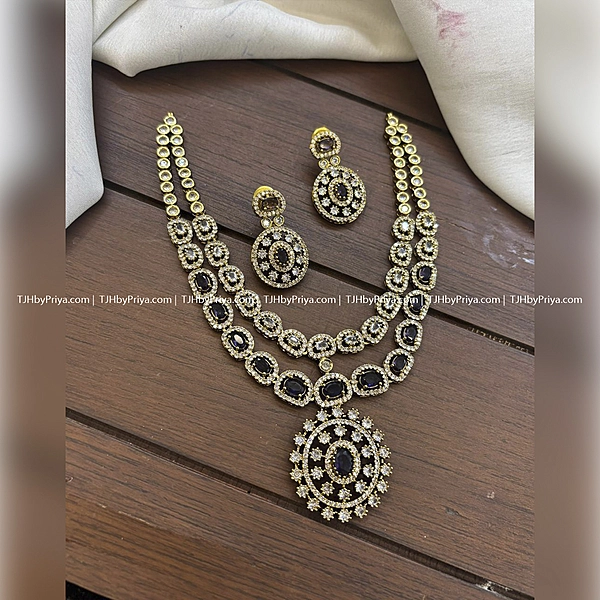 Mozonite Stone Necklace Party Wear