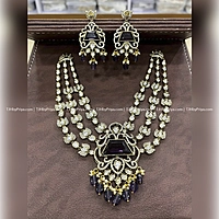 Mozonite Stone Party Wear Grand Necklace With Stones