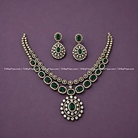 Party Wear Green Mozonite Necklace (SKU- 214)