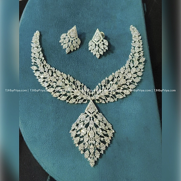 Premium Diamond Alike White Stone Necklace
