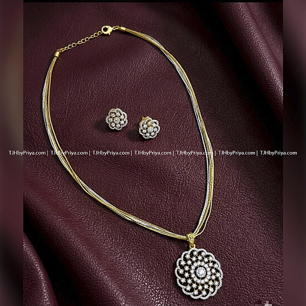 Premium Diamond Alike White Stone Pendant And Earrings 1
