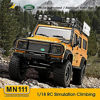 MN111 1:18 Scale 4WD RC Rock Crawler – Land Rover Defender D110 Alloy Edition | 2.4GHz RTR Off-Road Remote Control Car