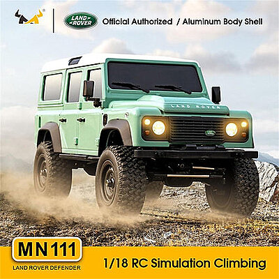 MN111 1:18 Scale 4WD RC Rock Crawler – Land Rover Defender D110 Alloy Edition | 2.4GHz RTR Off-Road Remote Control Car