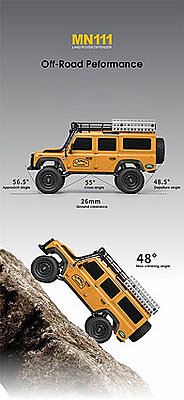 MN111 1:18 Scale 4WD RC Rock Crawler – Land Rover Defender D110 Alloy Edition | 2.4GHz RTR Off-Road Remote Control Car