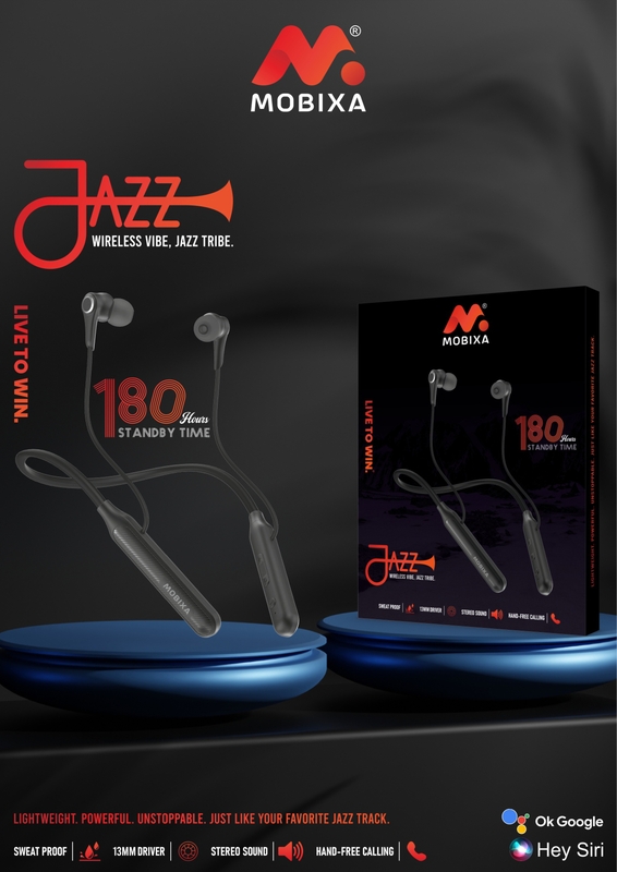 Mobixa Jazz Wireless Neckband Earphones – Bluetooth Connectivity