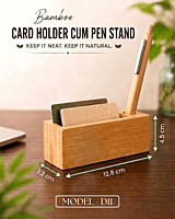 D11 Bamboo Card Holder Cum Pen Stand