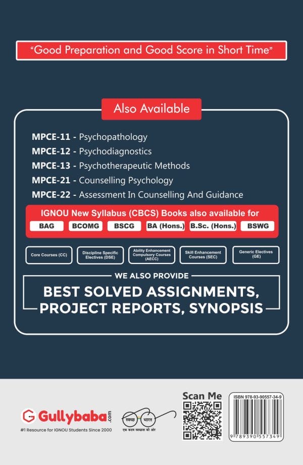 IGNOU MPCE-12 - Psychodiagnostics, Latest Help Book Edition