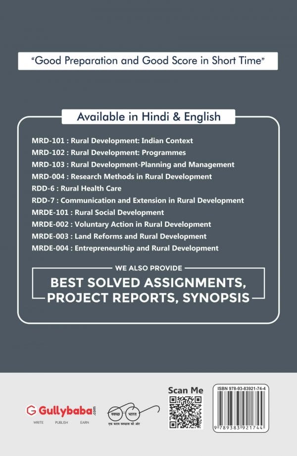 IGNOU MRDE-04 - Entrepreneurship and Rural Development, Latest Help Book Edition