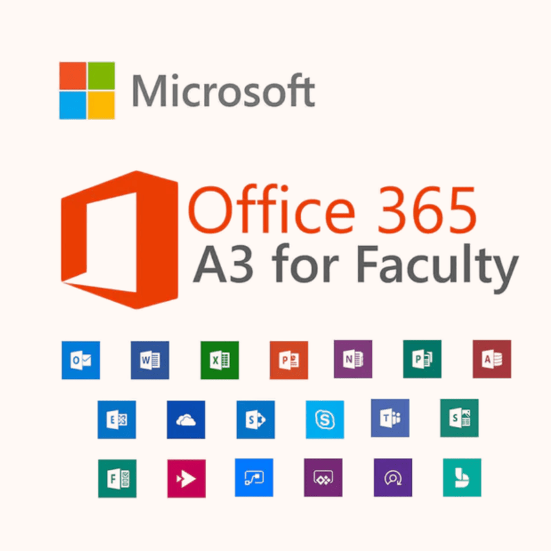 MS Ofice365 A3 for Faculty Academic (1 year) License CSP (Office Apps + email/Teams)