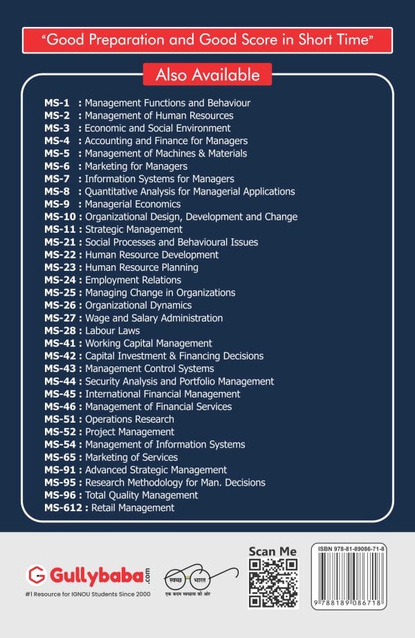 IGNOU MS-11 - Strategic Management, Latest Help Book Edition