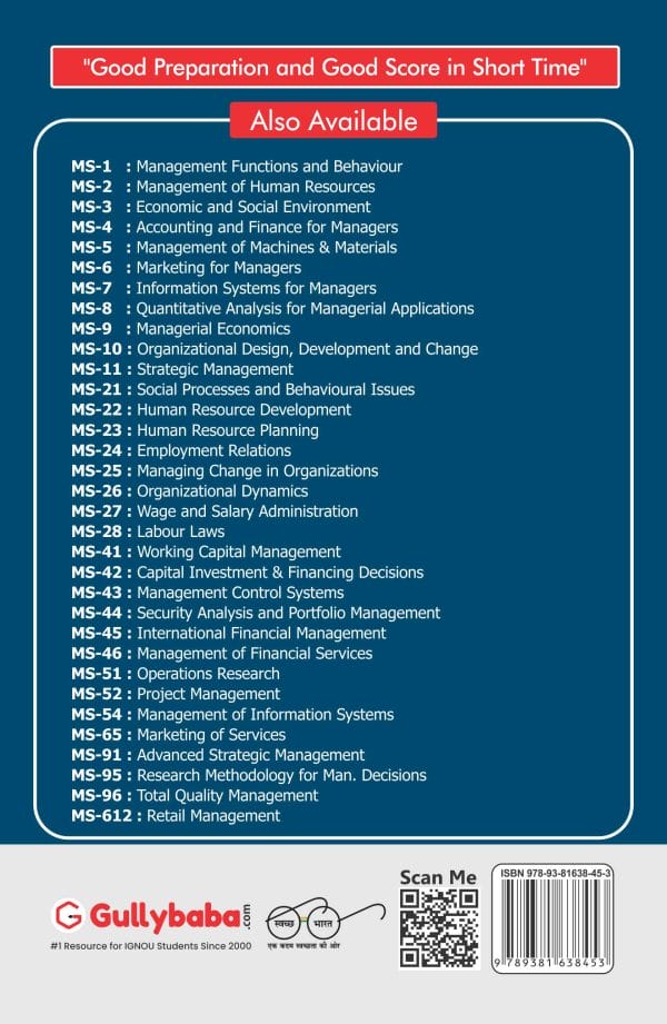 IGNOU MS-43 - Management Control Systems, Latest Help Book Edition