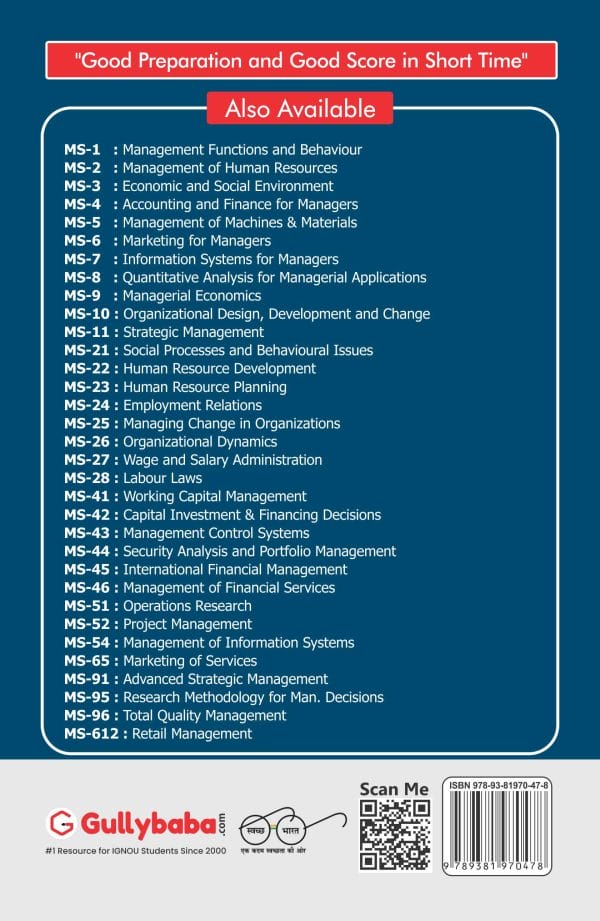 IGNOU MS-52 - Project Management, Latest Help Book Edition