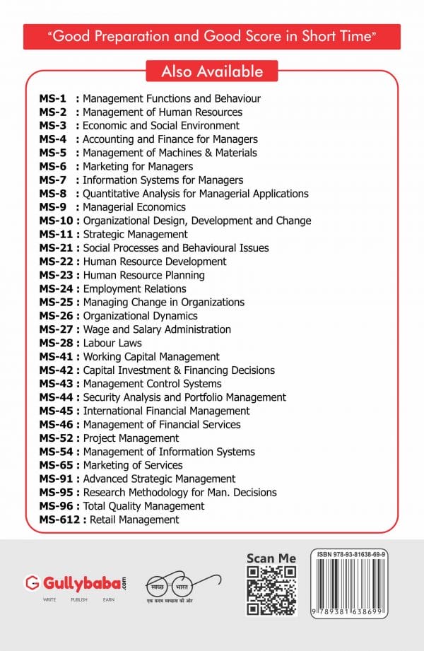 IGNOU MS-95 - Research Methodology for Management Decisions, Latest Help Book Edition