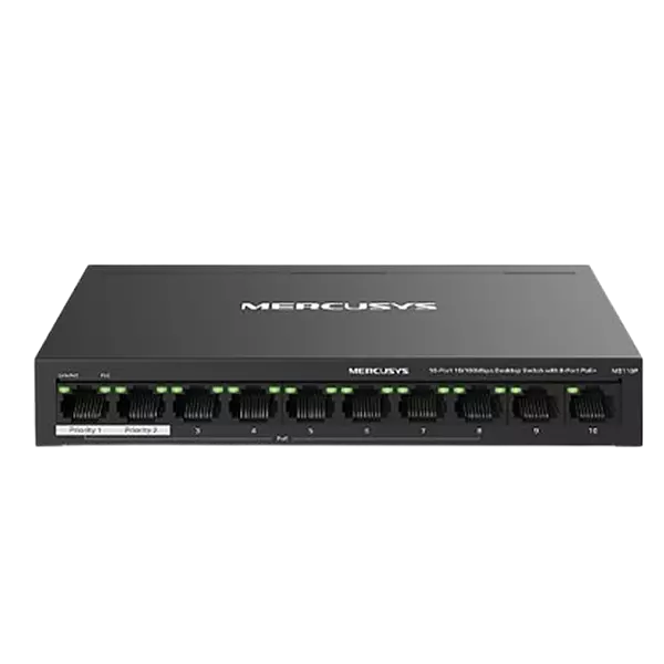 MERCUSYS SWITCH POE 8 PORT 10/100 POE + 2 UPLINK 10/100 MS110P