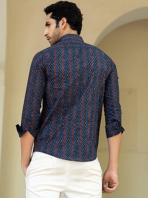 Chevron Jaipuri Printed cotton Shirt