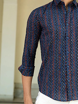 Chevron Jaipuri Printed cotton Shirt
