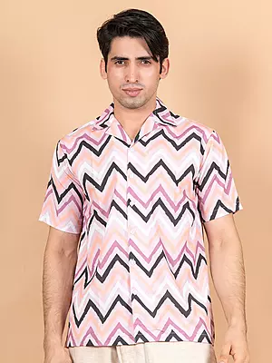 Zigzag Cuban Collar Half Sleeves