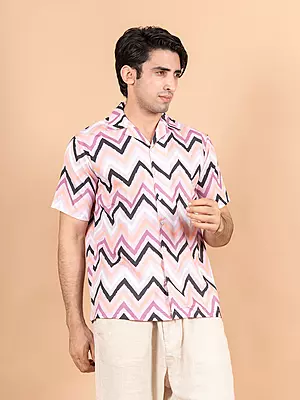 Zigzag Cuban Collar Half Sleeves