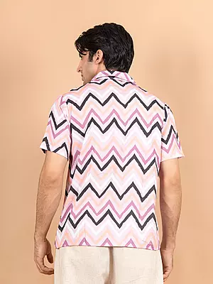 Zigzag Cuban Collar Half Sleeves
