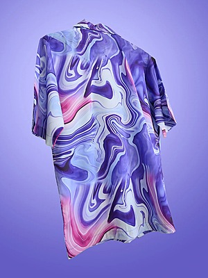 Purple Abstract Printed Half Sleeves  Crepe Shirt