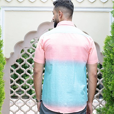 Ombre half sleeves printed shirt.