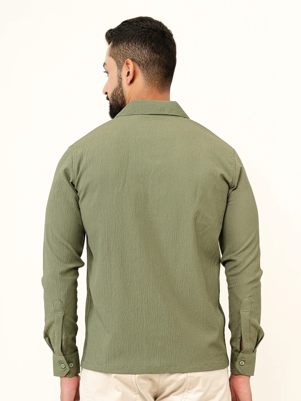Army Green Full Sleeve Popcorn  Shirt