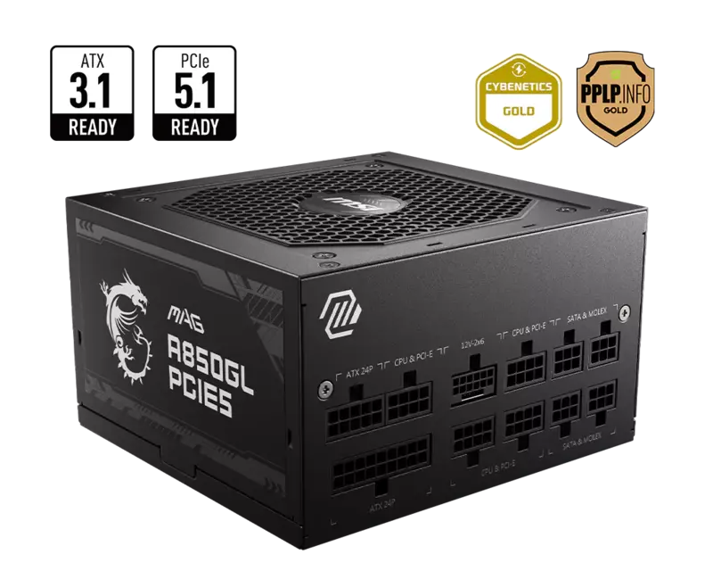 MSI MAG A850GL PCIE5 850W 80+ Gold Full Modular Power Supply
