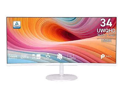 MSI PRO MP341CQW E12 34" UWQHD 100Hz Curved Monitor (White)