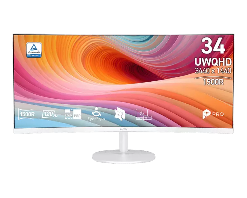 MSI PRO MP341CQW E12 34" UWQHD 100Hz Curved Monitor (White)