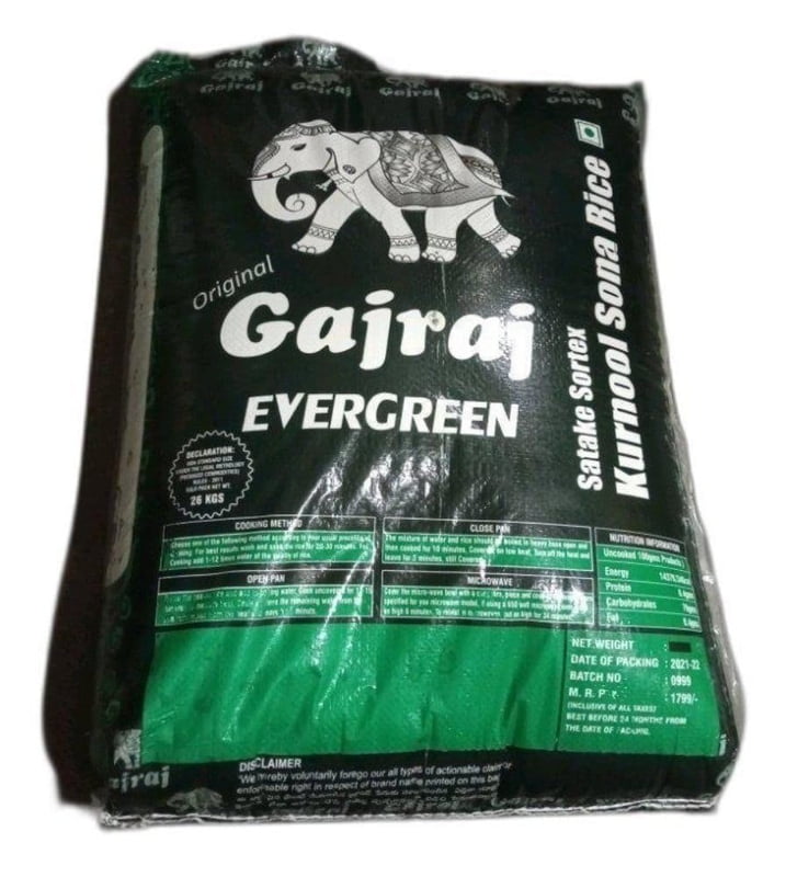 MSRM Gajraj 26kg(bulk) india Original Evergreen Satake Sortex Kurnool Sona Rice