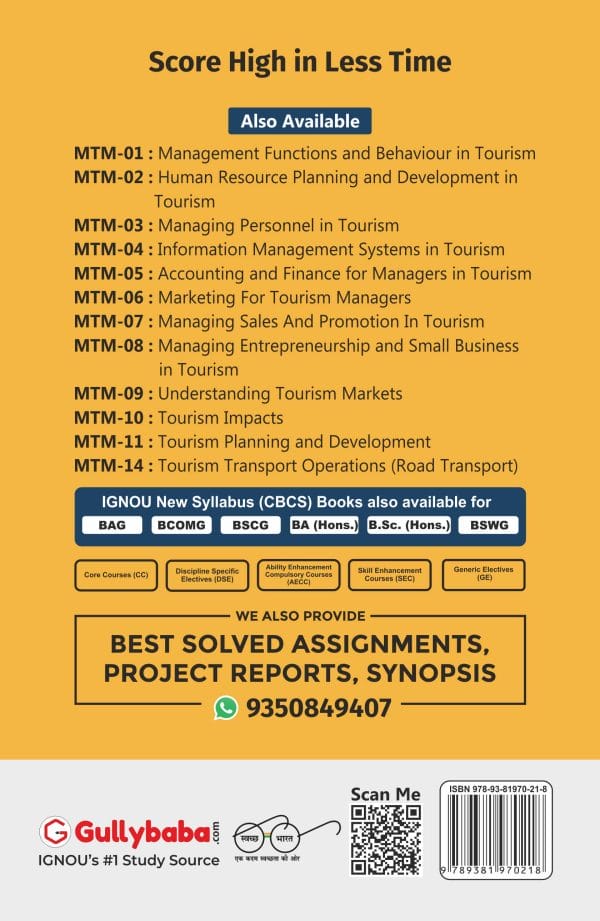 IGNOU MTM-09 - Understanding Tourism Markets, Latest Help Book Edition